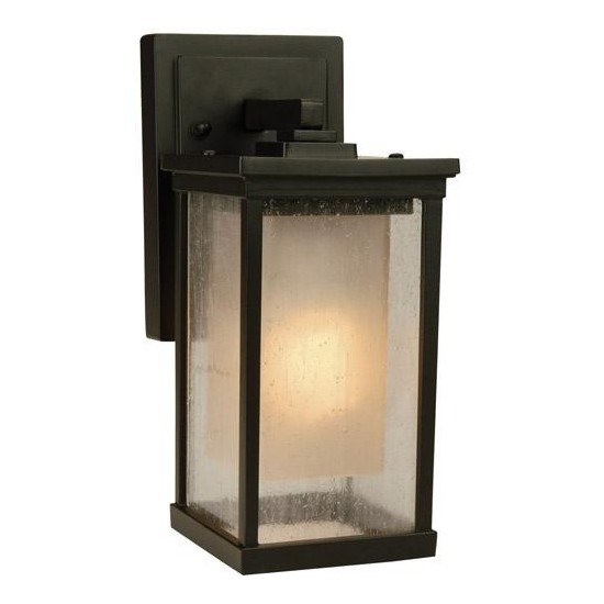 Riviera 1 Light S Wall Mount Oiled Bronze w/ Clear Seeded & Frosted Amber Glass