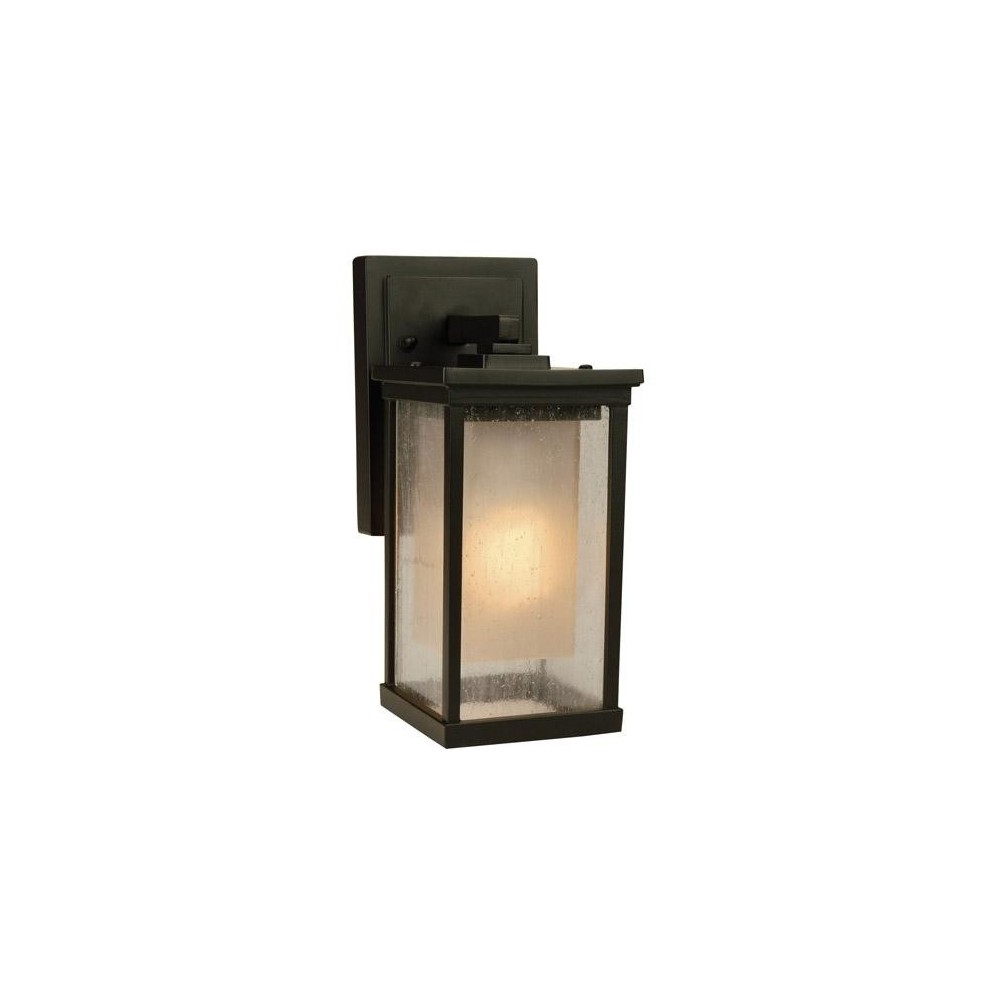 Riviera 1 Light S Wall Mount Oiled Bronze w/ Clear Seeded & Frosted Amber Glass