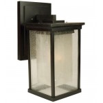 Riviera 1 Light L Wall Mount Oiled Bronze w/ Clear Seeded & Frosted Amber Glass