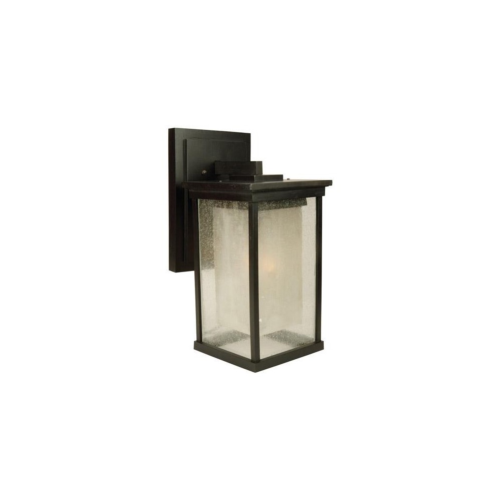 Riviera 1 Light L Wall Mount Oiled Bronze w/ Clear Seeded & Frosted Amber Glass