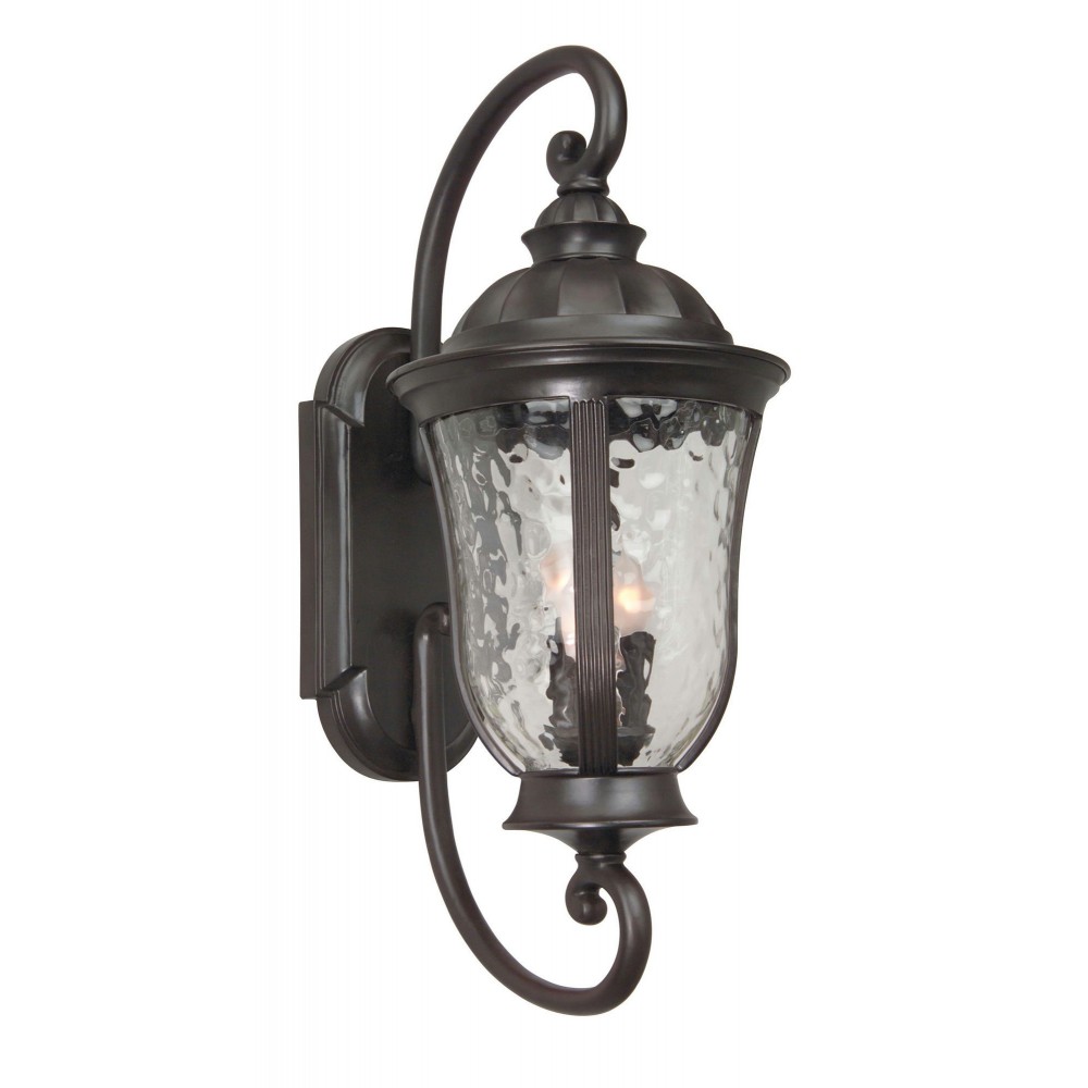 Frances 3 Light Large Wall Mount in Oiled Bronze with Clear Hammered Glass