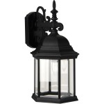 Hex Style 1 Light Large Wall Mount in Matte Black with Clear Beveled Glass