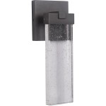 Aria Small LED Wall Mount in Matte Black with Seeded Crystal Glass