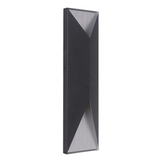 Peak 2 Light Large LED Outdoor Pocket Sconce in Matte Black/Brushed Aluminum