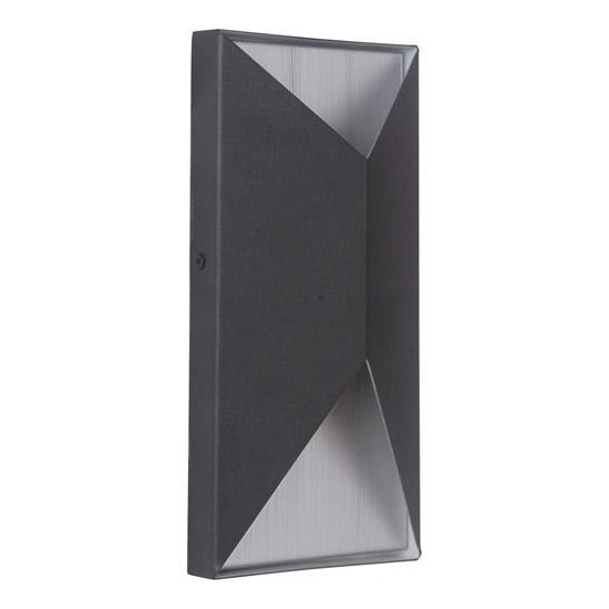 Peak 2 Light Small LED Outdoor Pocket Sconce in Matte Black/Brushed Aluminum