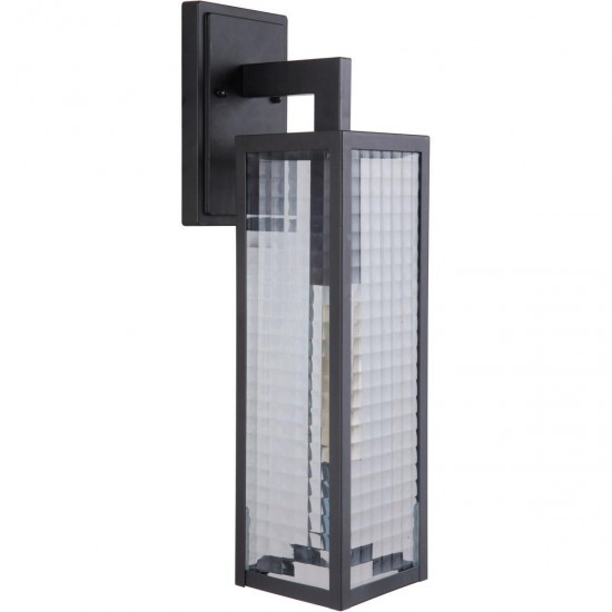 Deka 1 Light Large Wall Mount in Chromite with Square Patterned Clear Glass