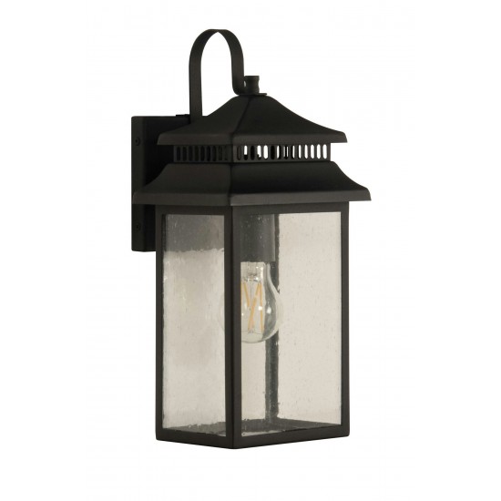 Crossbend Small 1 Light Outdoor Lantern in Textured Matte Black