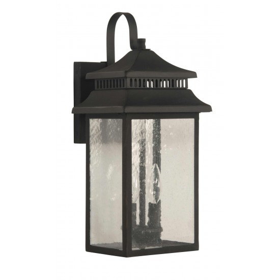 Crossbend Medium 2 Light Outdoor Lantern in Textured Matte Black