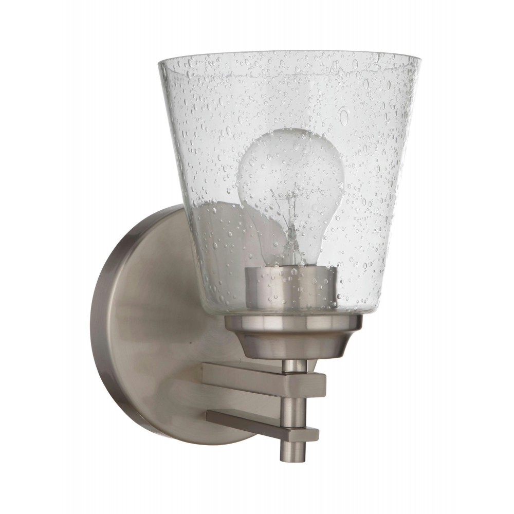 Drake 1 Light Wall Sconce, Brushed Polished Nickel