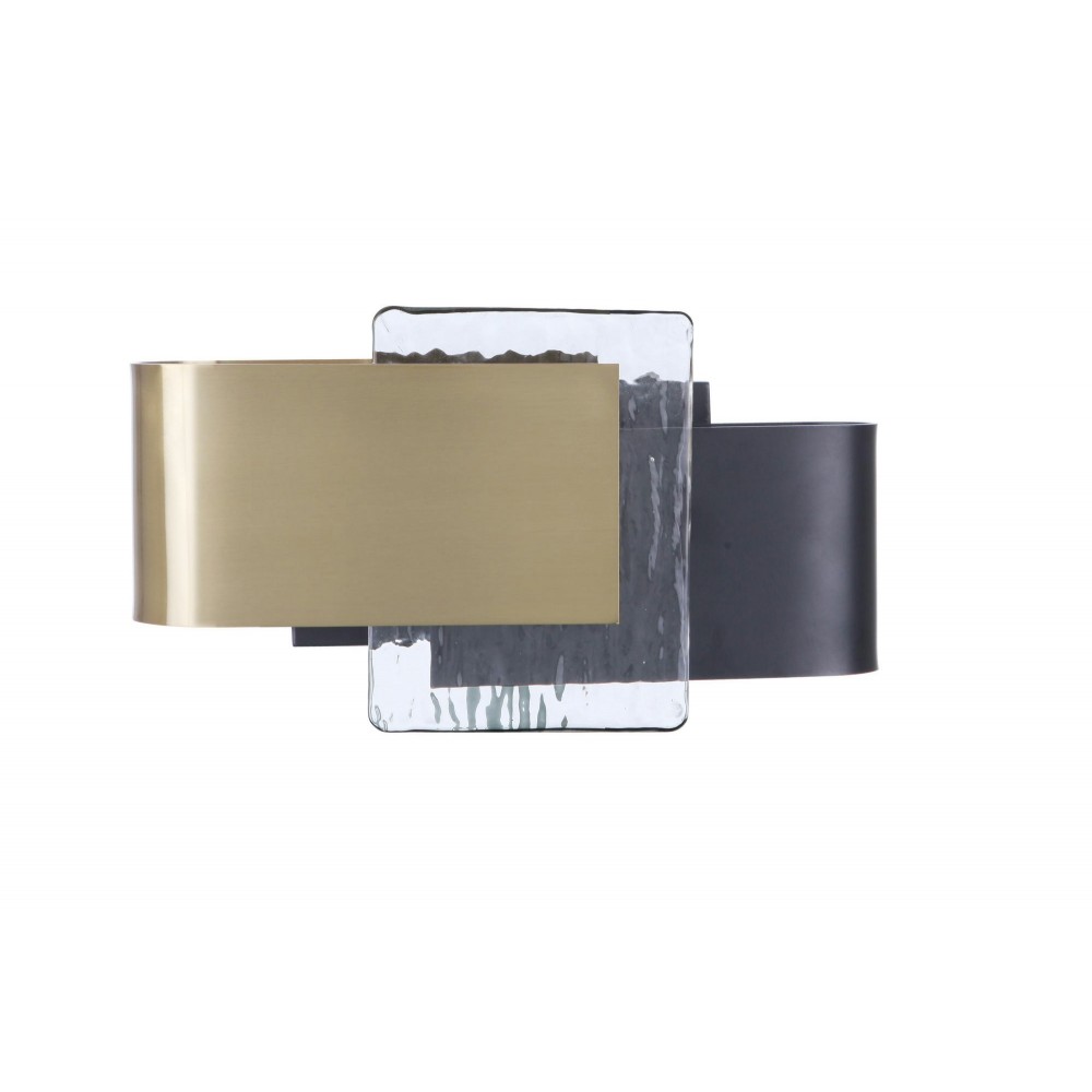 LED Wall Sconce - LED Light - Flat Black / Satin Brass