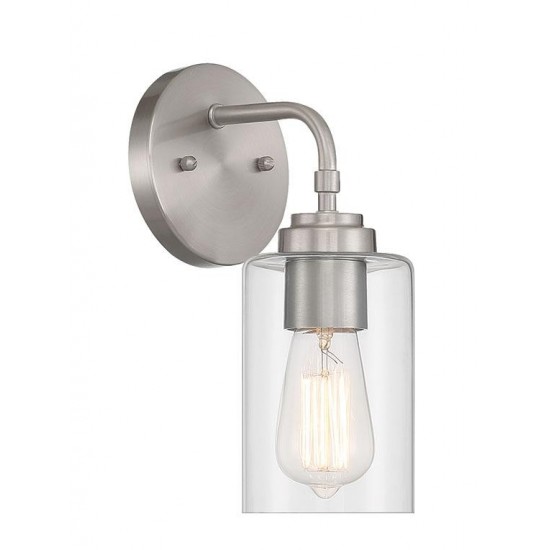 Stowe Wall Sconce 1 Light, Brushed Polished Nickel