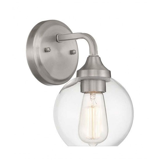 Glenda Wall Sconce 1 Light, Brushed Polished Nickel