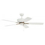 52" Pro Plus Fan in White/Satin Brass with Reversible White/Washed Oak Blades