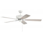 52" Pro Plus Fan in White/Polished Nickel w/ Reversible White/Washed Oak Blades