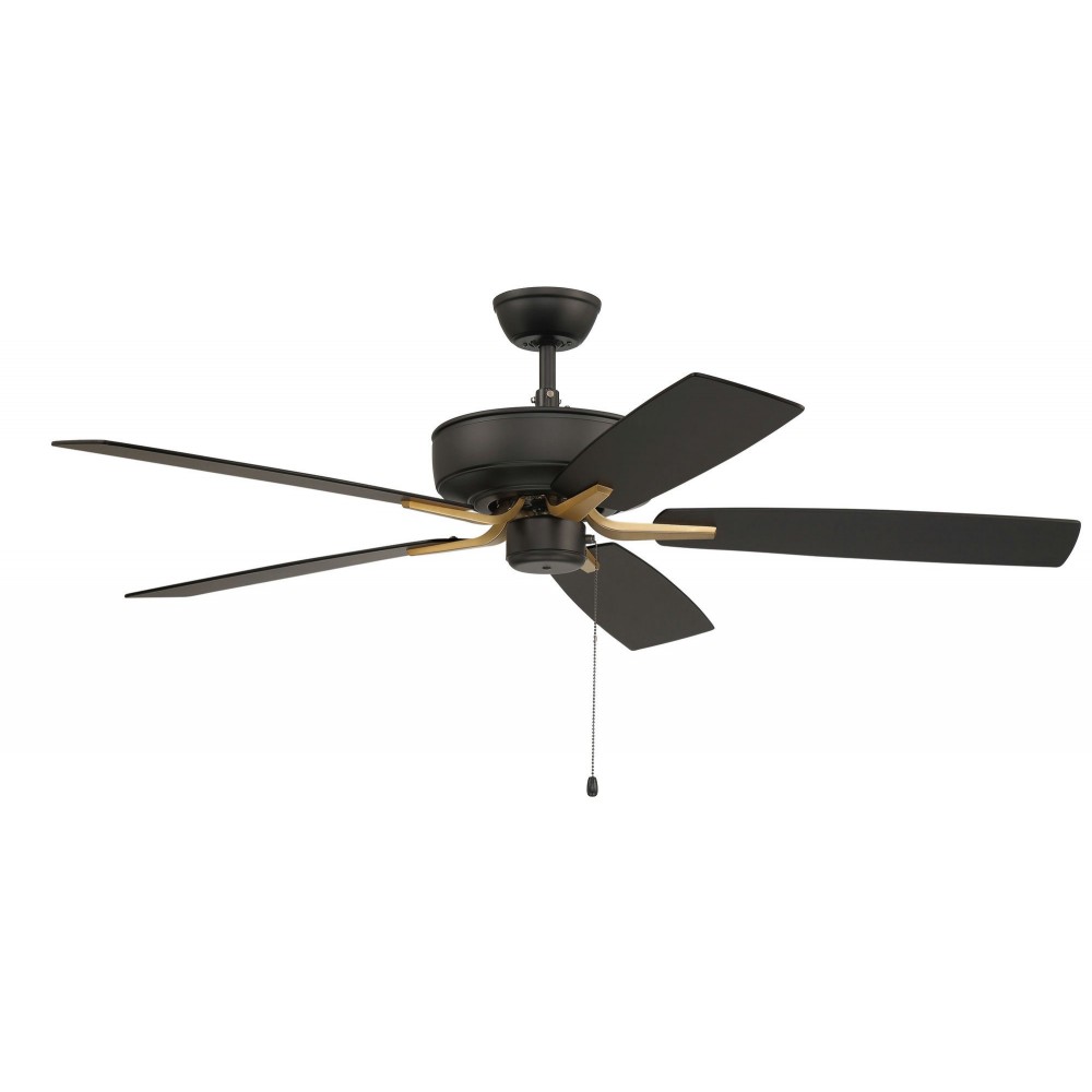 52" Pro Plus Fan black/Satin Brass w/ Reversible black/Black Walnut Blades