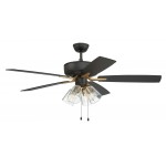 52" Pro Plus Fan w/ Clear 4 Light Kit black/Brass w/ rev black Walnut Blades