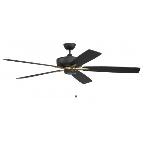 60" Super Pro Fan black/Satin Brass w/ Reversible black/Black Walnut Blades