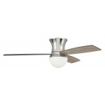 52" Daybreak Flush Ceiling Fan, Nickel w/ Drift/Greywood Blades, WiFi Control