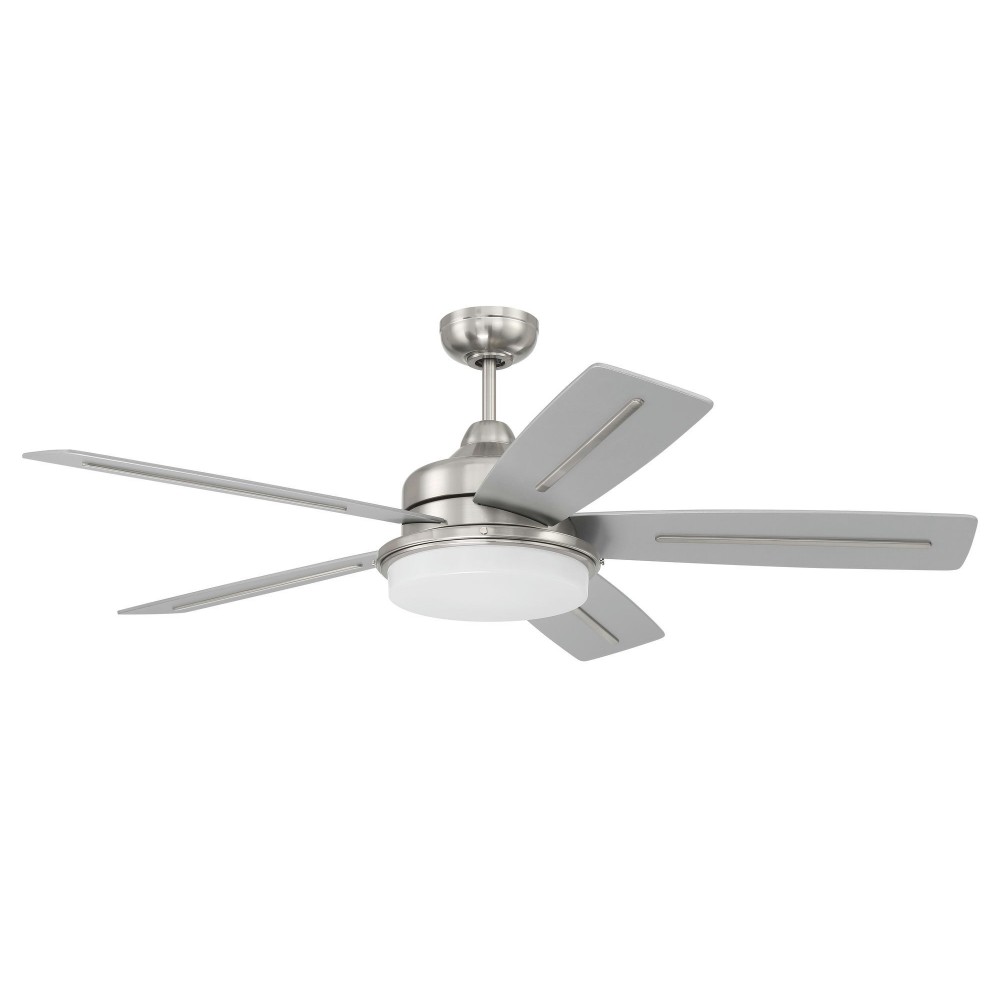 54" Drew Ceiling Fan Brushed Polished Nickel, Blades Included