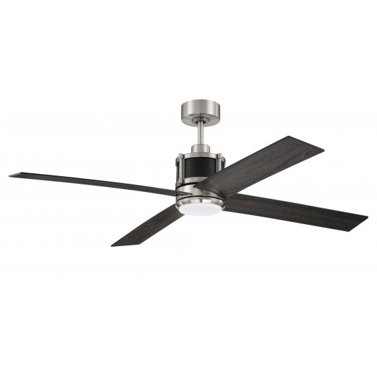 56" Gregory Fan, Brushed Nickel and Flat Black Finish, Blades Included
