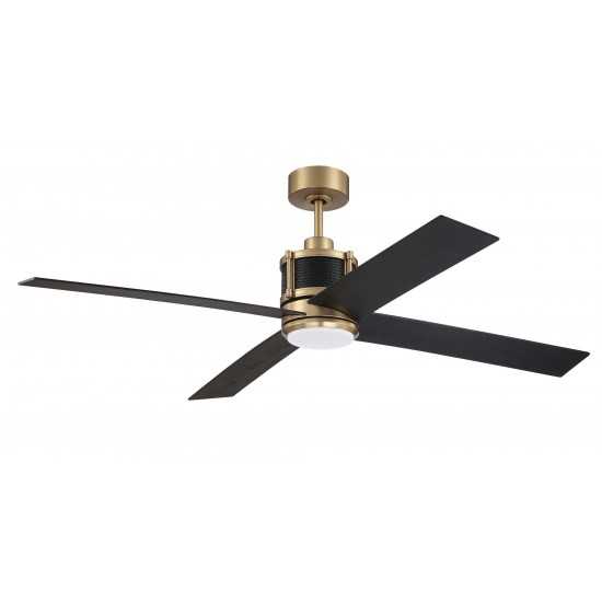 56" Gregory Fan, Satin Brass and Flat Black Finish, Blades Included