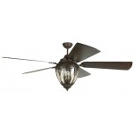 70" Olivier Ceiling Fan Aged Bronze w/ Carved Walnut Blades, B570P-WAL, Included