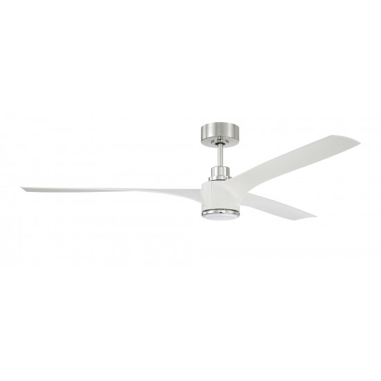 60" Phoebe, White w/ Nickel Finish, White Blades Included, Light kit Included