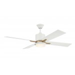 52" Teana Fan, White/Brass w/ White Blades, LED Light, Wall Control included