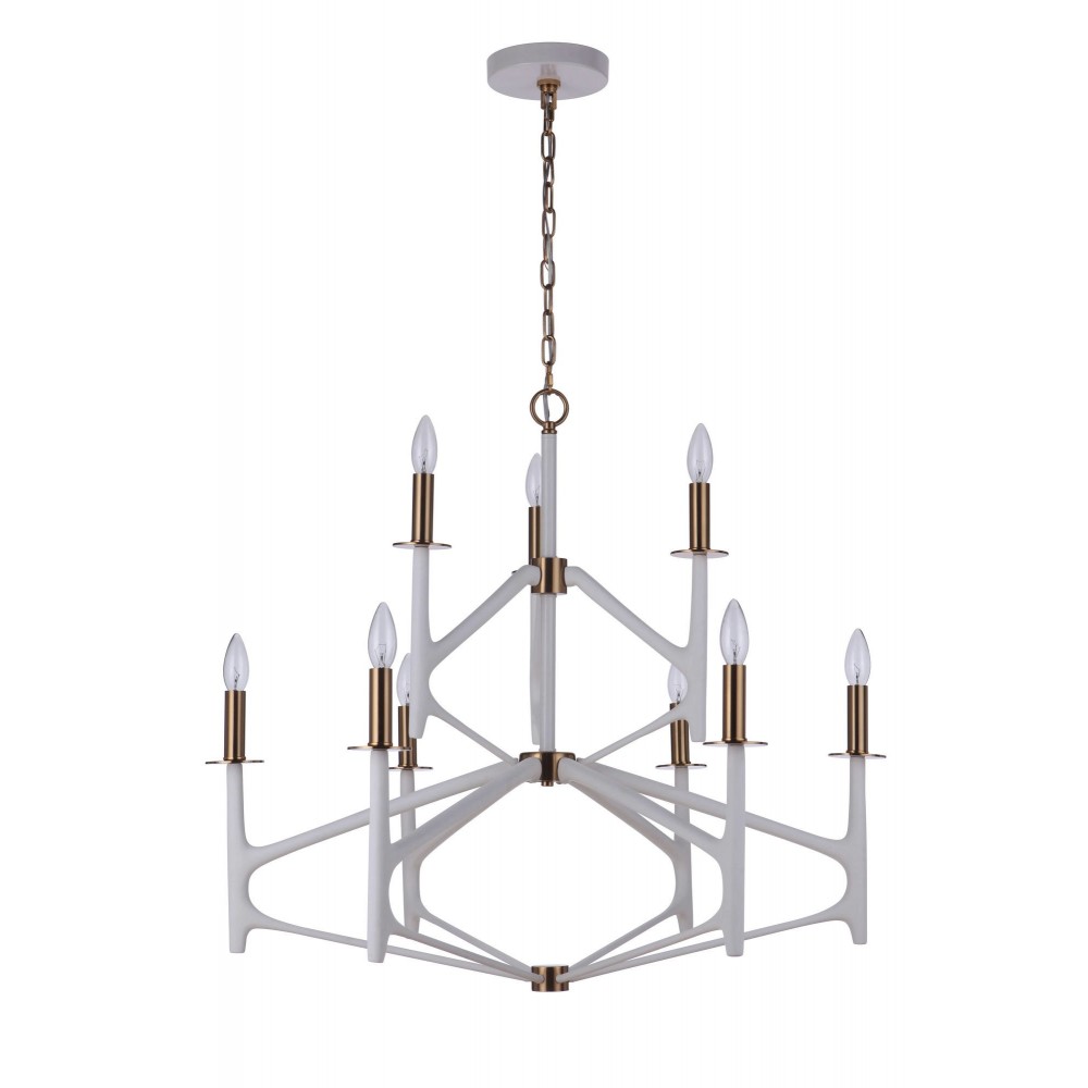 The Reserve 2-Tier 9 Light Chandelier - FBSB , Damp rated, Matte White , Brass The Reserve 2-Tier 9 Light Chandelier - FBSB , Damp rated, Matte White , Brass