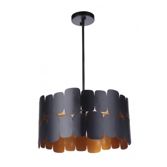 Sabrina 1 Light Semi Flush, Flat Black / Gold Luster, Damp Rated