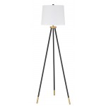 Floor Lamp 1 Light Tripod with Shade, Painted Black and Gold, Indoor