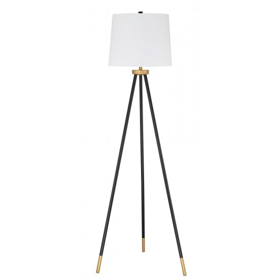 Floor Lamp 1 Light Tripod with Shade, Painted Black and Gold, Indoor