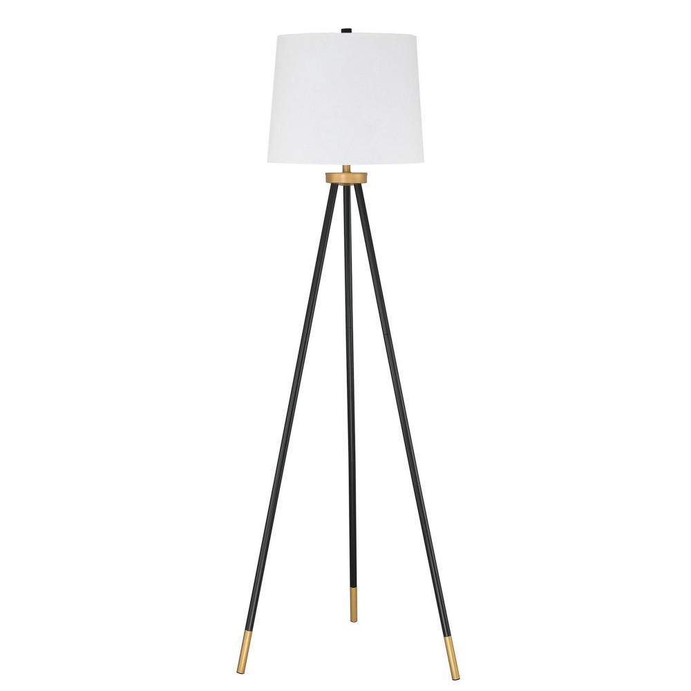 Floor Lamp 1 Light Tripod with Shade, Painted Black and Gold, Indoor