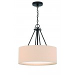 Duke 3 Light 18" Drum Shade Pendant, Flat Black