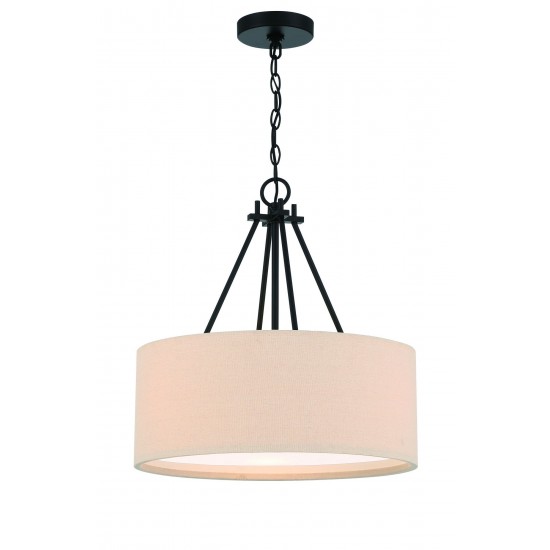 Duke 3 Light 18" Drum Shade Pendant, Flat Black