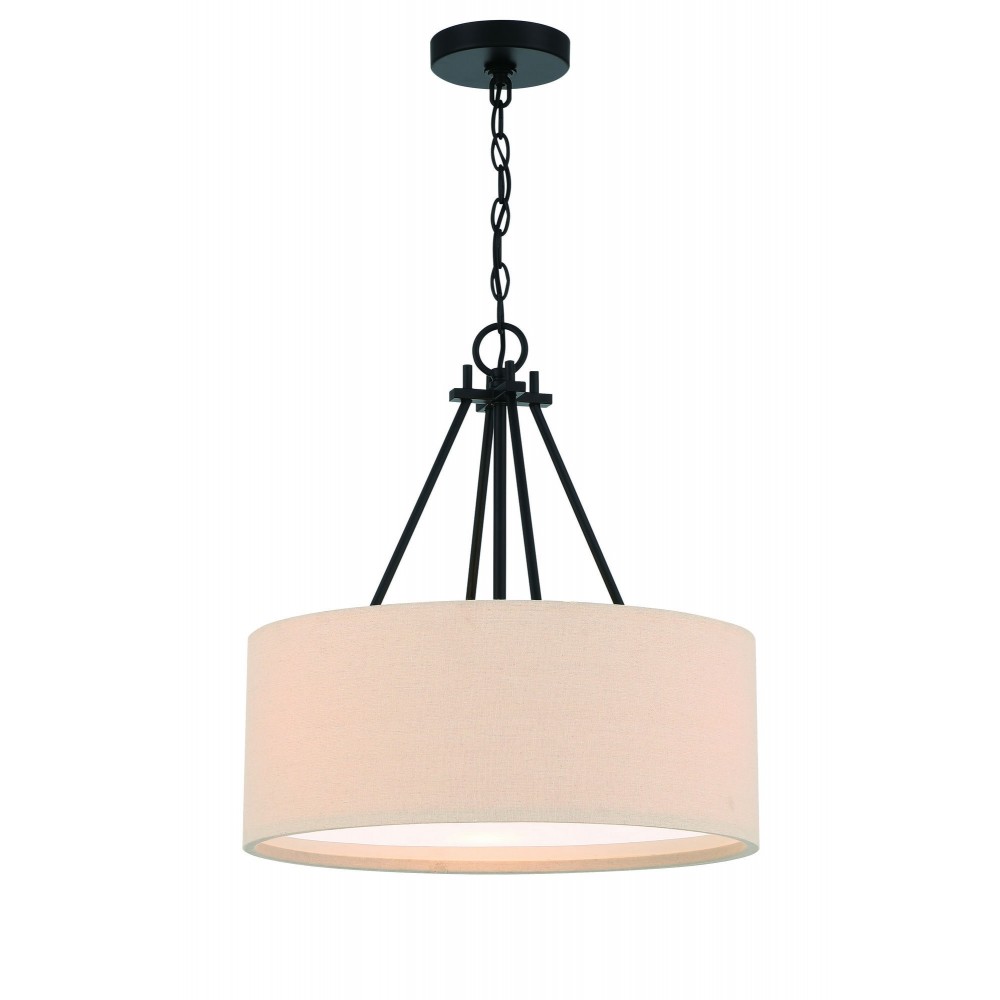 Duke 3 Light 18" Drum Shade Pendant, Flat Black