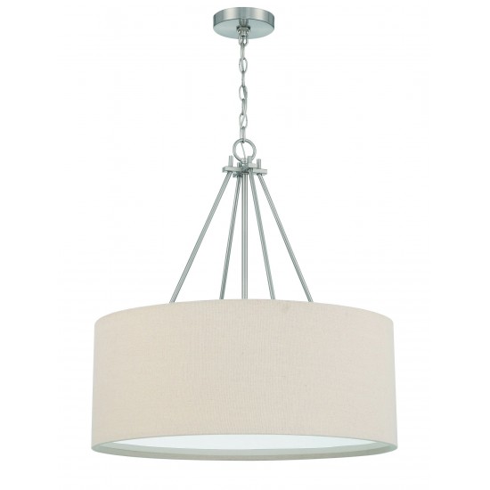 Duke 3 Light 24" Drum Shade Pendant, Brushed Polished Nickel