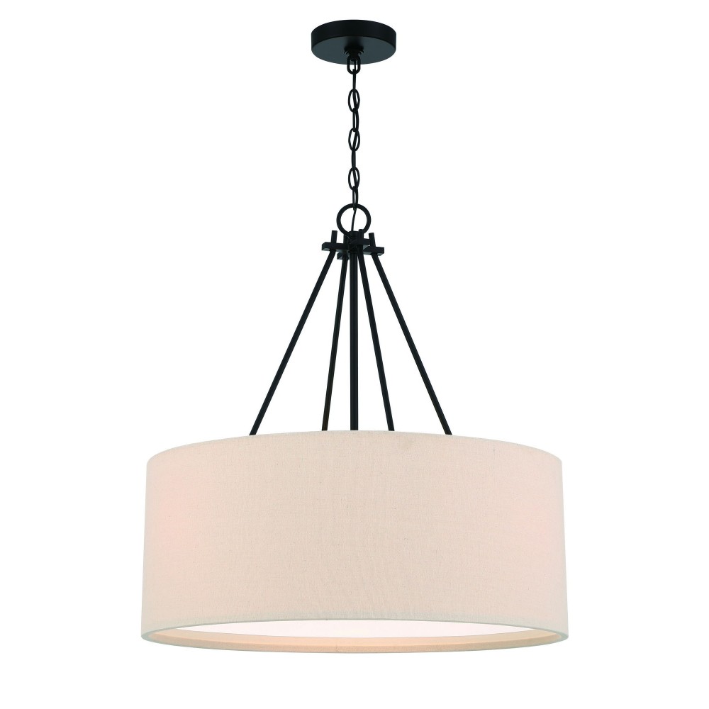 Duke 3 Light 24" Drum Shade Pendant, Flat Black