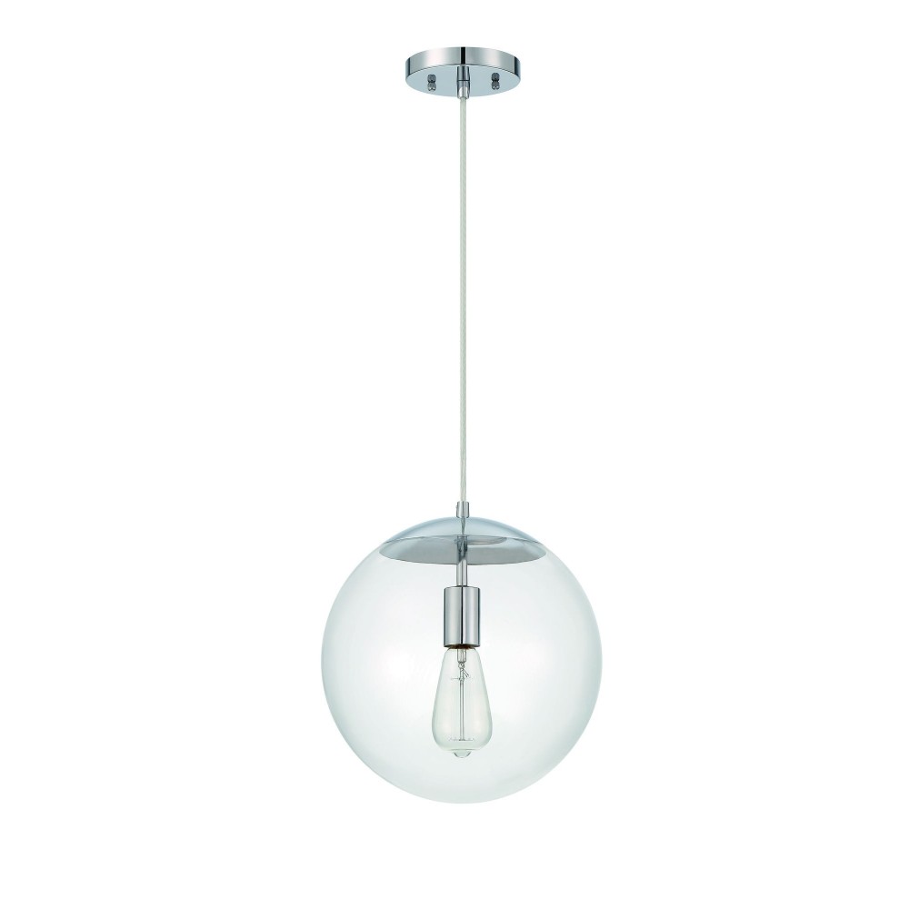 Gaze 12" Clear Glass 1 Light Pendant with Cord - CH