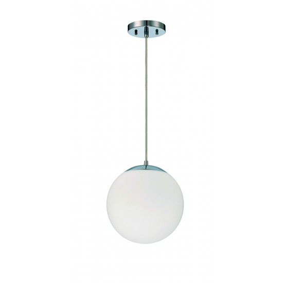 Gaze 10" White Frosted Glass 1 Light Pendant with Cord - CH