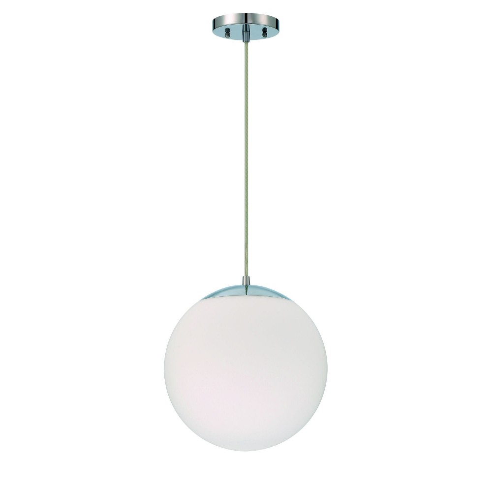 Gaze 12" White Frosted Glass 1 Light Pendant with Cord - CH