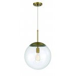 Gaze 14" Clear Glass 1 Light Pendant with Cord - SB