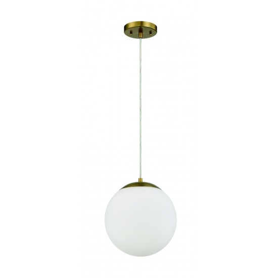 Gaze 10" White Frosted Glass 1 Light Pendant with Cord - SB