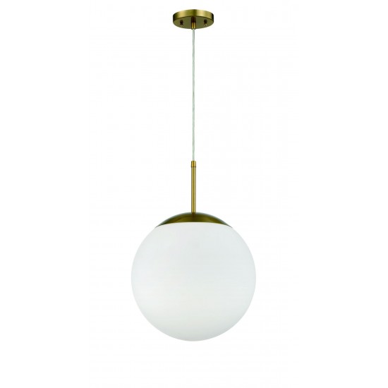 Gaze 14" White Frosted Glass 1 Light Pendant with Cord - SB