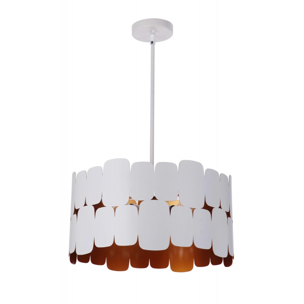 Sabrina 4 Light Pendant, Matte White / Gold Luster, Damp Rated