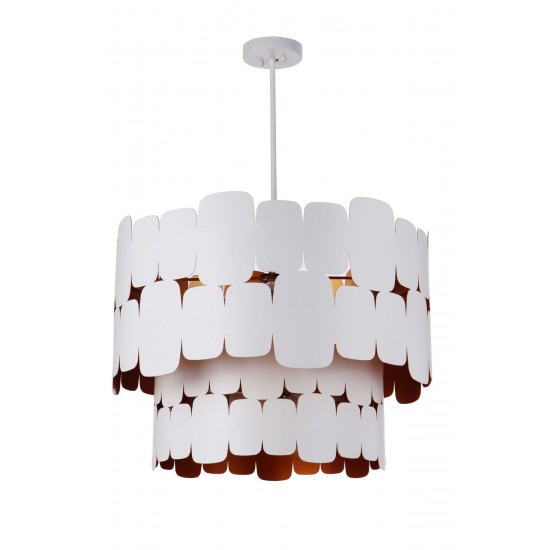 Sabrina 9 Light Pendant, Matte White / Gold Luster, Damp Rated