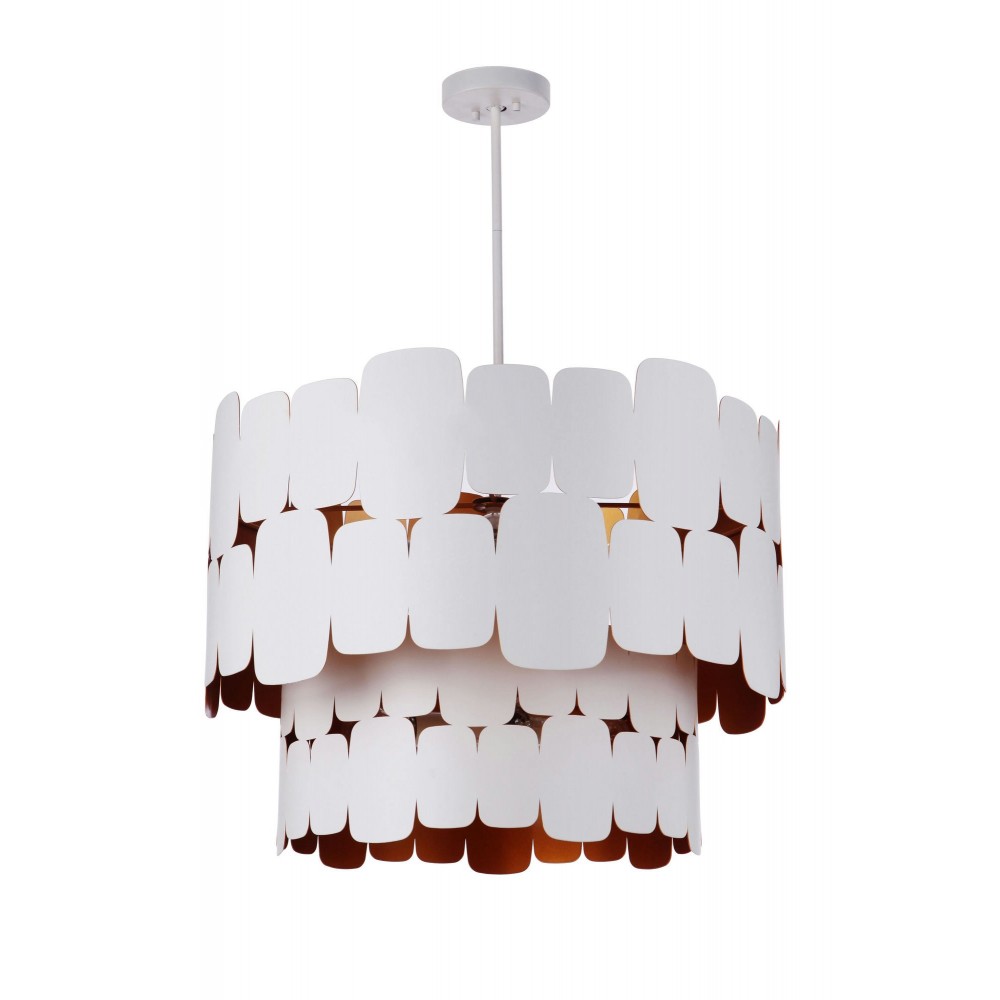 Sabrina 9 Light Pendant, Matte White / Gold Luster, Damp Rated