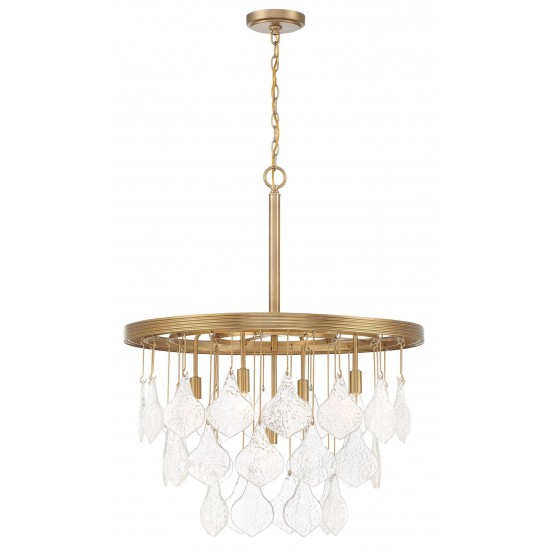 Vesi 5 Light Pendant, Satin Brass