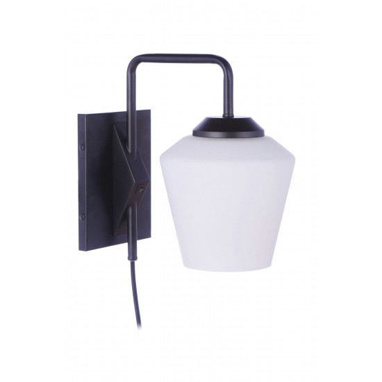 Rive Portable 1 Light Plug-In Wall Sconce - FB , Damp rated