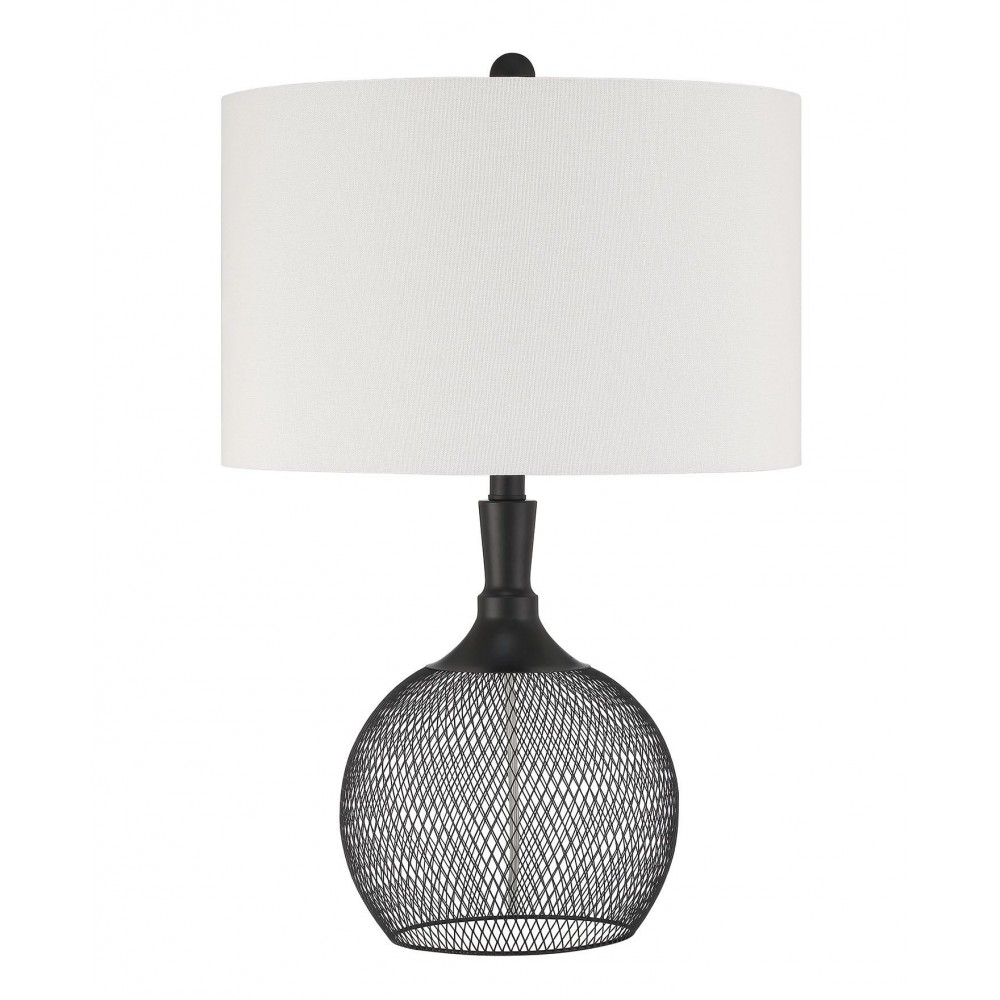 Table Lamp 1 Light Black Metal Mesh Base with Shade, Indoor